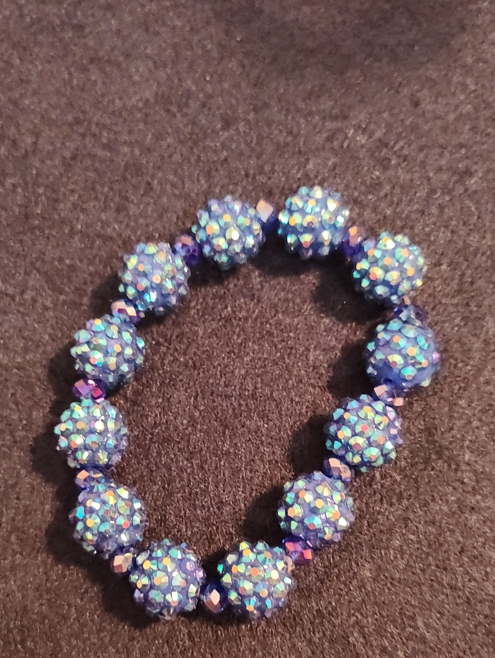 Source Unknown Iridescent Blue Crystal Stretch Bracelet